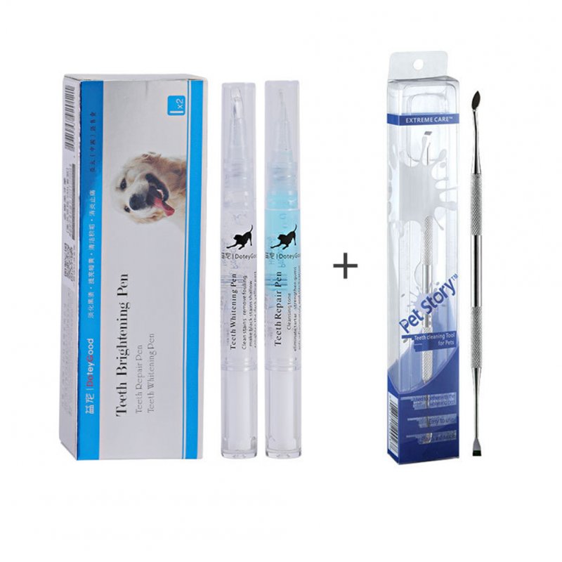 Pet Teeth Cleaning Kit Pet Beauty Toothbrush Dog Cat Tartar Dental Stone Cleaning Pen 5ml+Teeth cleaning tools