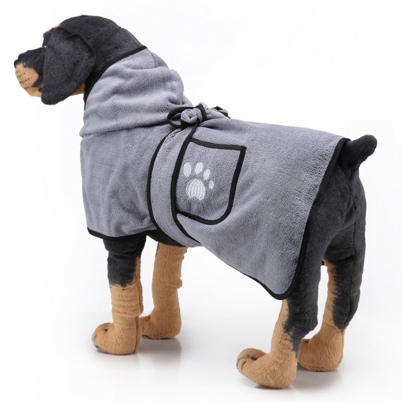 Pet Thick Bath Towel Cat Dog Quick-drying Pet Cloak Bathrobe gray_M