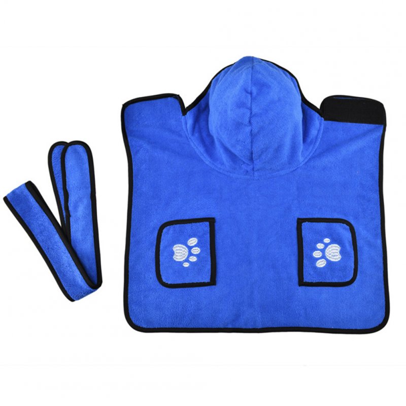 Pet Thick Bath Towel Cat Dog Quick-drying Pet Cloak Bathrobe blue_L