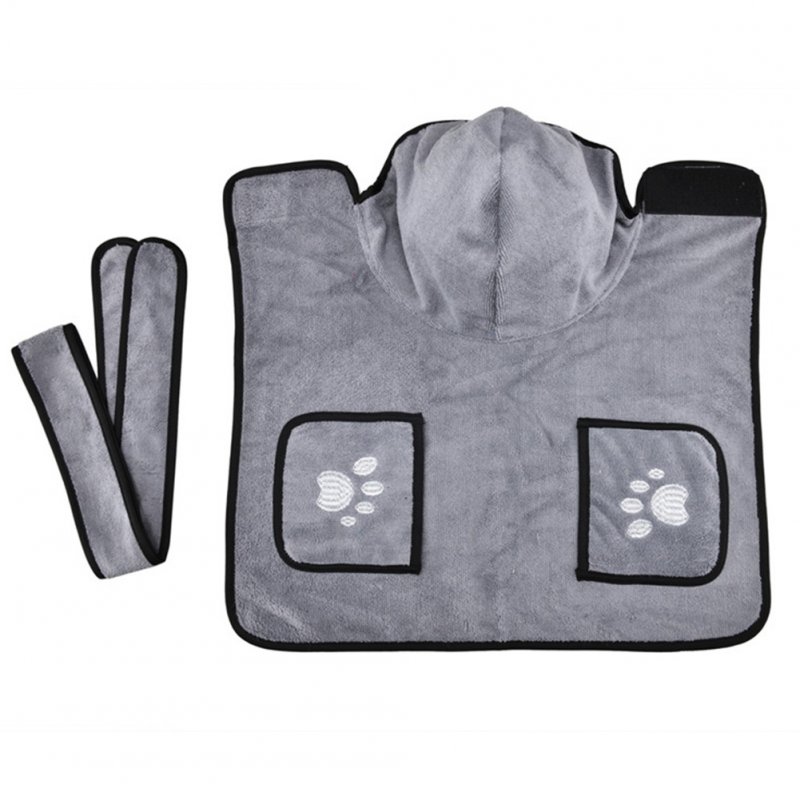 Pet Thick Bath Towel Cat Dog Quick-drying Pet Cloak Bathrobe gray_XS