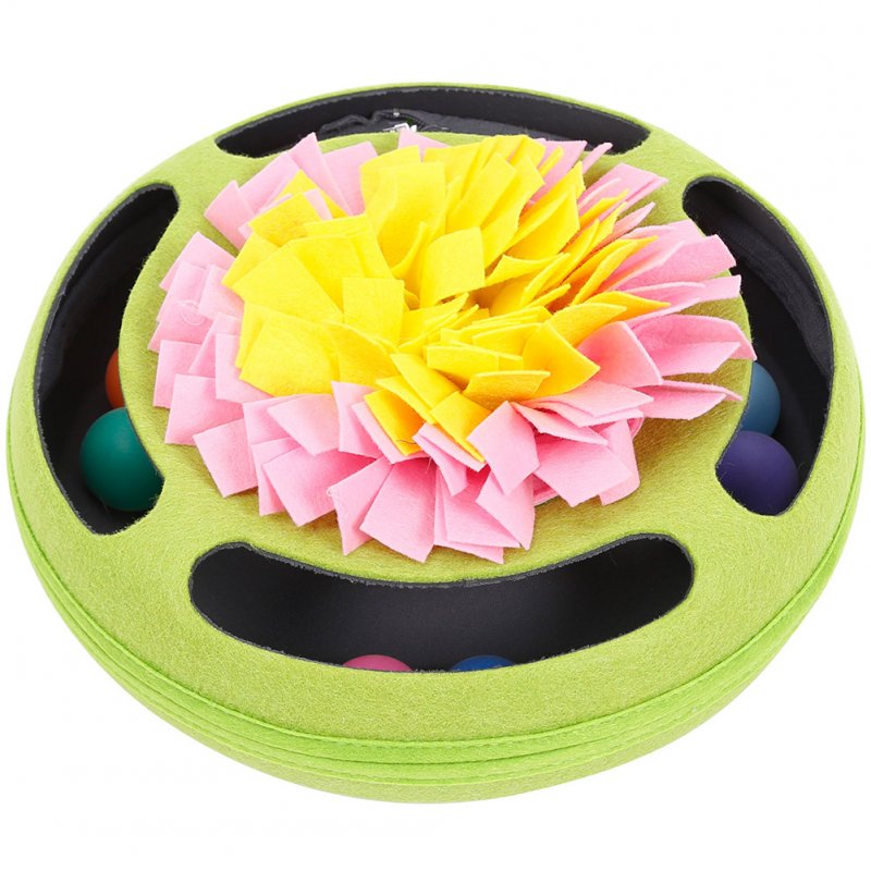 Pet Turntable Ball Track Interactive Toy Slow Feeding Training Snuffling Toy for Cats green_30*30*12CM
