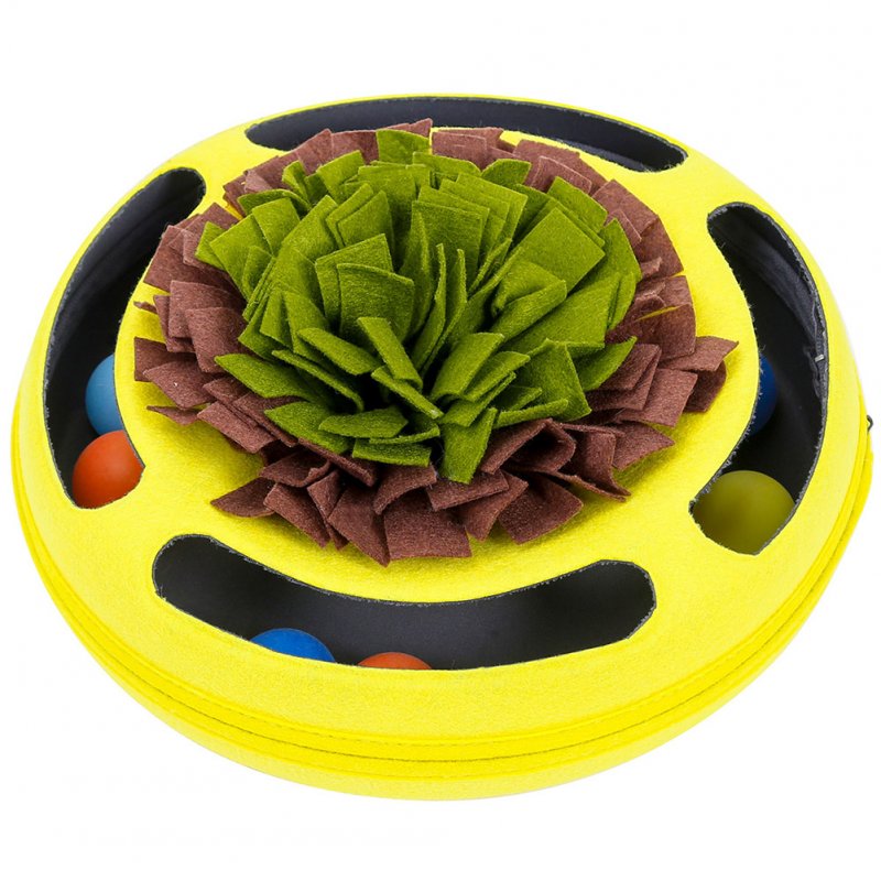 Pet Turntable Ball Track Interactive Toy Slow Feeding Training Snuffling Toy for Cats yellow_30*30*12CM