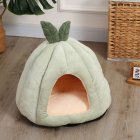 Pet Warm Sleeping Nest Melon Shape Soft Plush Cozy Cave Hideout House Pet Supplies For Indoor Cats Medium size (within 6kg) light green