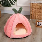 Pet Warm Sleeping Nest Melon Shape Soft Plush Cozy Cave Hideout House Pet Supplies For Indoor Cats Medium size (within 6kg)  Pink