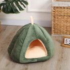 Pet Warm Sleeping Nest Melon Shape Soft Plush Cozy Cave Hideout House Pet Supplies For Indoor Cats Medium size (within 6kg) green