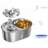 Pet Water Dispenser Drinking Fountain 3L Stainless Steel Double Bowl Feeding Water Feeder Silver US Plug