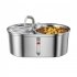 Pet Water Dispenser Drinking Fountain 3L Stainless Steel Double Bowl Feeding Water Feeder Silver US Plug