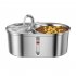 Pet Water Dispenser Drinking Fountain 3L Stainless Steel Double Bowl Feeding Water Feeder Silver US Plug