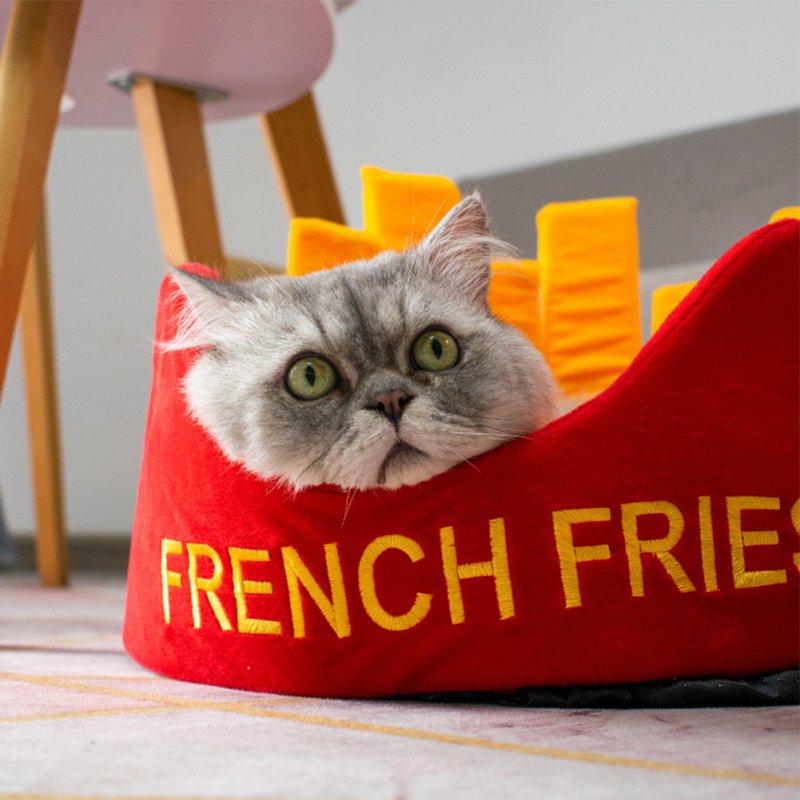 Pets Cat Warm Cave Cushion Hamburg French Fries Shaped Sleeping Bed Sleeping Bed Pet Supplies Accessories fries