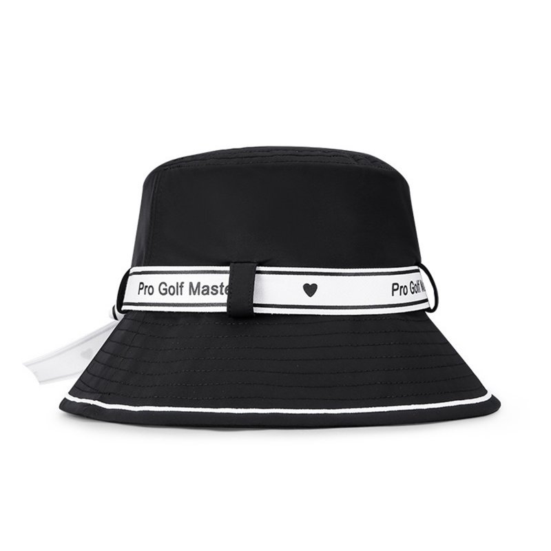Pgm Golf Cap For Women Bowknot Bandage Bucket Hat Summer Sunshade Sunscreen Inner Sweatband Headwear MZ056-Black default item