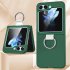 Phone Case Hinge Protection Shockproof PC Protective Cover With Ring Holder For Galaxy Z Flip 5 Smart Phones dark green