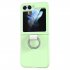 Phone Case Hinge Protection Shockproof PC Protective Cover With Ring Holder For Galaxy Z Flip 5 Smart Phones dark green