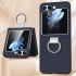 Phone Case Hinge Protection Shockproof PC Protective Cover With Ring Holder For Galaxy Z Flip 5 Smart Phones dark green