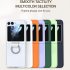 Phone Case Hinge Protection Shockproof PC Protective Cover With Ring Holder For Galaxy Z Flip 5 Smart Phones dark green