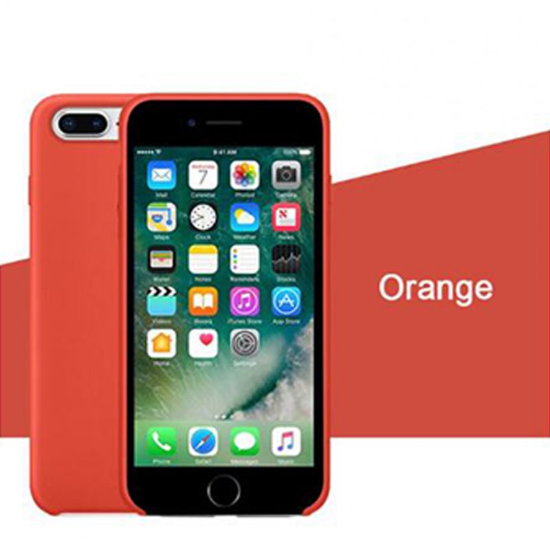 Phone Case Protection Shell For Phone7plus/8plus Liquid Soft Silicone Flocked Interior Case Cover 32# orange_iPhone7plus/8plus