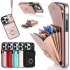Phone Case With Adjustable Ring Holder Lanyard Wallet Bag Phone Case Protective Shockproof Leather Case For IPhone 15 Mint Green iPhone15plus