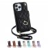Phone Case With Adjustable Ring Holder Lanyard Wallet Bag Phone Case Protective Shockproof Leather Case For IPhone 15 brown iPhone15
