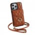 Phone Case With Adjustable Ring Holder Lanyard Wallet Bag Phone Case Protective Shockproof Leather Case For IPhone 15 brown iPhone15