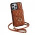 Phone Case With Adjustable Ring Holder Lanyard Wallet Bag Phone Case Protective Shockproof Leather Case For IPhone 15 brown iPhone15Promax