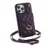Phone Case With Adjustable Ring Holder Lanyard Wallet Bag Phone Case Protective Shockproof Leather Case For IPhone 15 deep purple iPhone15