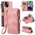 Phone Case With Card Holder Magnetic Closure Zipper Pouch PU Leather Stand Shockproof Case Compatible For IPhone 15 black iPhone 15 plus