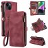 Phone Case With Card Holder Magnetic Closure Zipper Pouch PU Leather Stand Shockproof Case Compatible For IPhone 15 black iPhone 15 plus