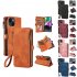 Phone Case With Card Holder Magnetic Closure Zipper Pouch PU Leather Stand Shockproof Case Compatible For IPhone 15 black iPhone 15 plus