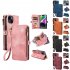 Phone Case With Card Holder Magnetic Closure Zipper Pouch PU Leather Stand Shockproof Case Compatible For IPhone 15 black iPhone 15 plus