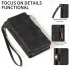 Phone Case With Card Holder Magnetic Closure Zipper Pouch PU Leather Stand Shockproof Case Compatible For IPhone 15 black iPhone 15 plus