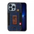 Phone Case Wristband Wallet Style Case With Card Slot camouflage blue for iPhone14plus