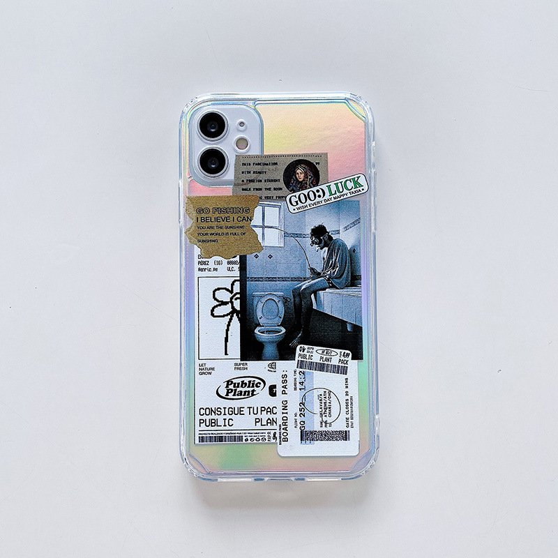 Phone Case for IphoneX/XS Fashionable Man Label Painting 2-tone Protective Case iphoneXR