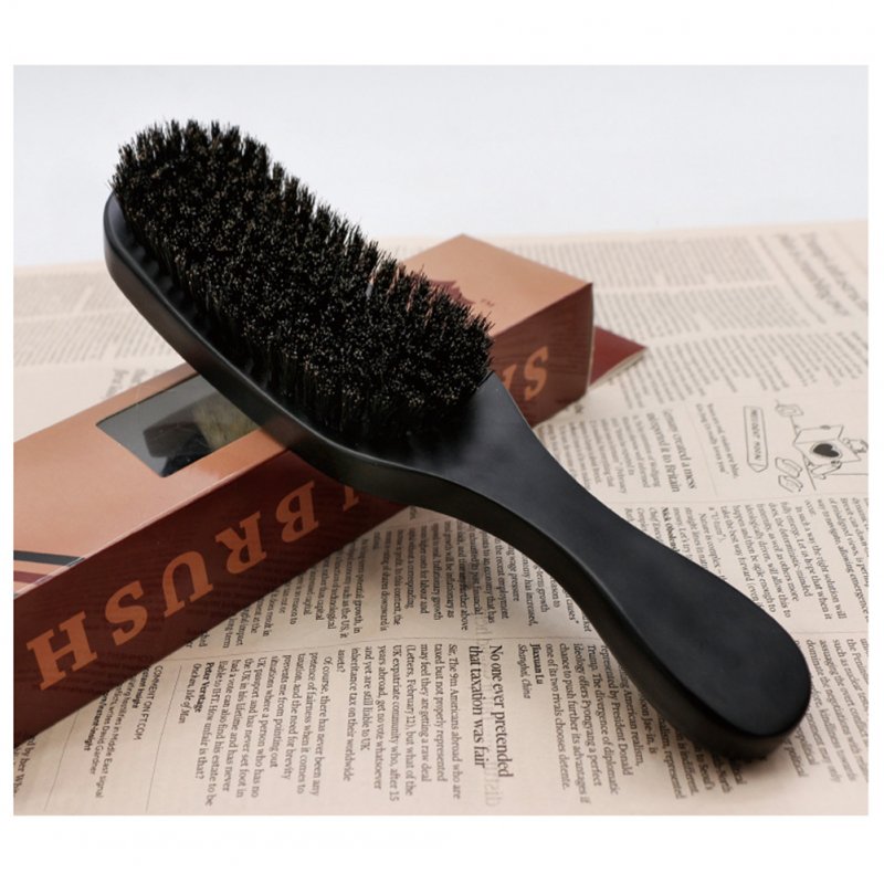 Pig Bristle Wave Brush Hair Comb Hair Beard Comb Large Curved Comb  Black handle_Normal specifications