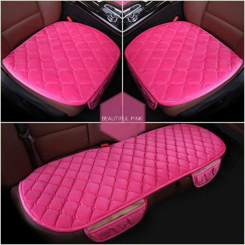 Pink 3 Pcs Soft Comfortable Car Cushion