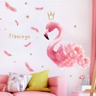 Pink Flamingo Feather Wall Stickers Diy Self adhesive Girl Room Bedroom Home Decor 40   60cm