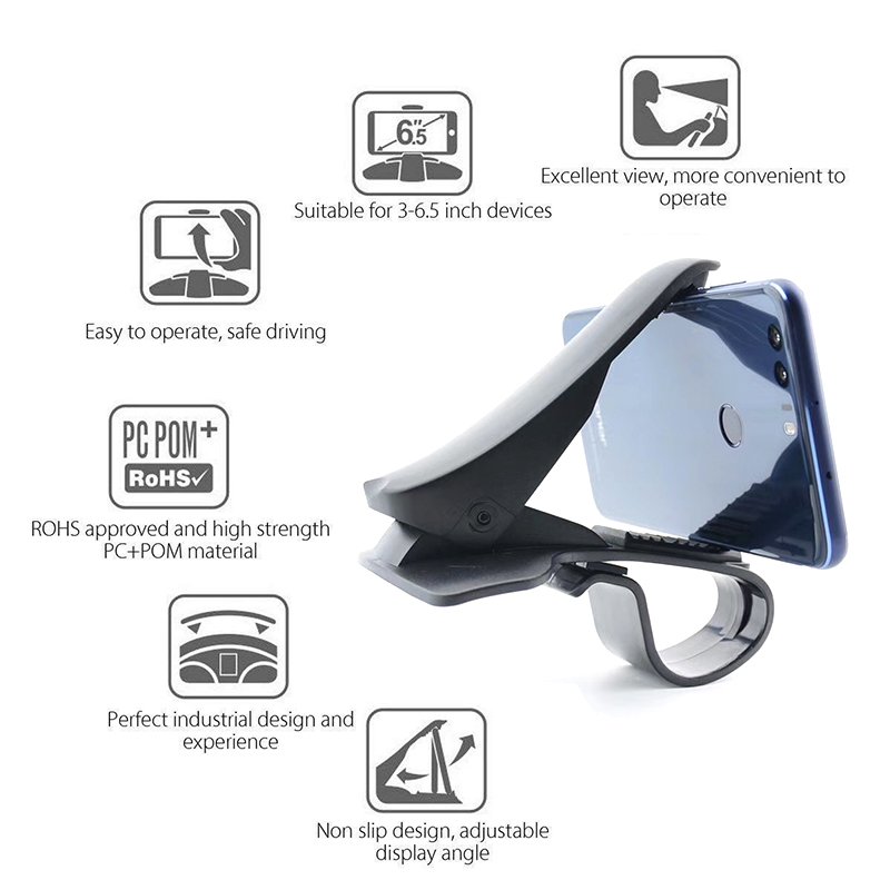 Car Holder Clip Mount Dashboard Car Phone Holder 360 Rotatable Stand Mount Display GPS Bracket 