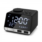 Plastic K11 Digital Bluetooth-compatible  Speaker Alarm Clock Radio Usb Charge Built-in Temperature Sensor Creative Led Display Speaker black_U.S. plug