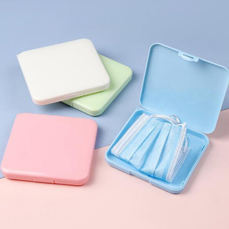 Plastic Snap-in Portable Mask Storage Box Mask Container  Household Organizer Random color of squares