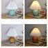 Pleated Ceramic Table Lamp USB Charging Bedroom Bedside LED Night Lamp With Dimmer Switch Creative Retro Farmhouse Desk Lamp  Single Color Warm Light  Blue gree