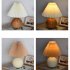 Pleated Ceramic Table Lamp USB Charging Bedroom Bedside LED Night Lamp With Dimmer Switch Creative Retro Farmhouse Desk Lamp  Single Color Warm Light  Pink   pi