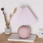 Pleated Ceramic Table Lamp USB Charging Bedroom Bedside LED Night Lamp With Dimmer Switch Creative Retro Farmhouse Desk Lamp (Single Color Warm Light) Pink + pink