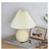 Pleated Ceramic Table Lamp USB Charging Bedroom Bedside LED Night Lamp With Dimmer Switch Creative Retro Farmhouse Desk Lamp  Single Color Warm Light  Blue gree