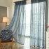 Plum Blossom Embroidered Tulle Curtain for Home Bedroom Living Room Privacy Protect blue W 100cm   H 250cm