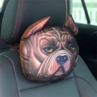 Plush  Car  Headrest Dog Pattern Black Husky Bully Dog 3d Cartoon Personality Creative Seat Neck Pillow Bully