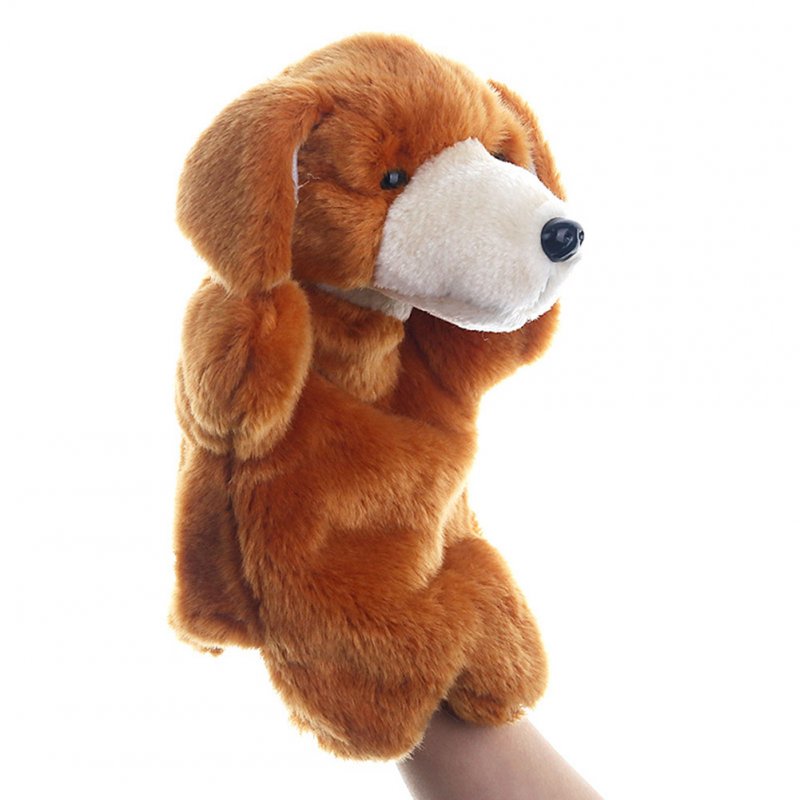 Plush Dog Shape Story Telling Prop Hand Puppet Yellow Dog 25cm