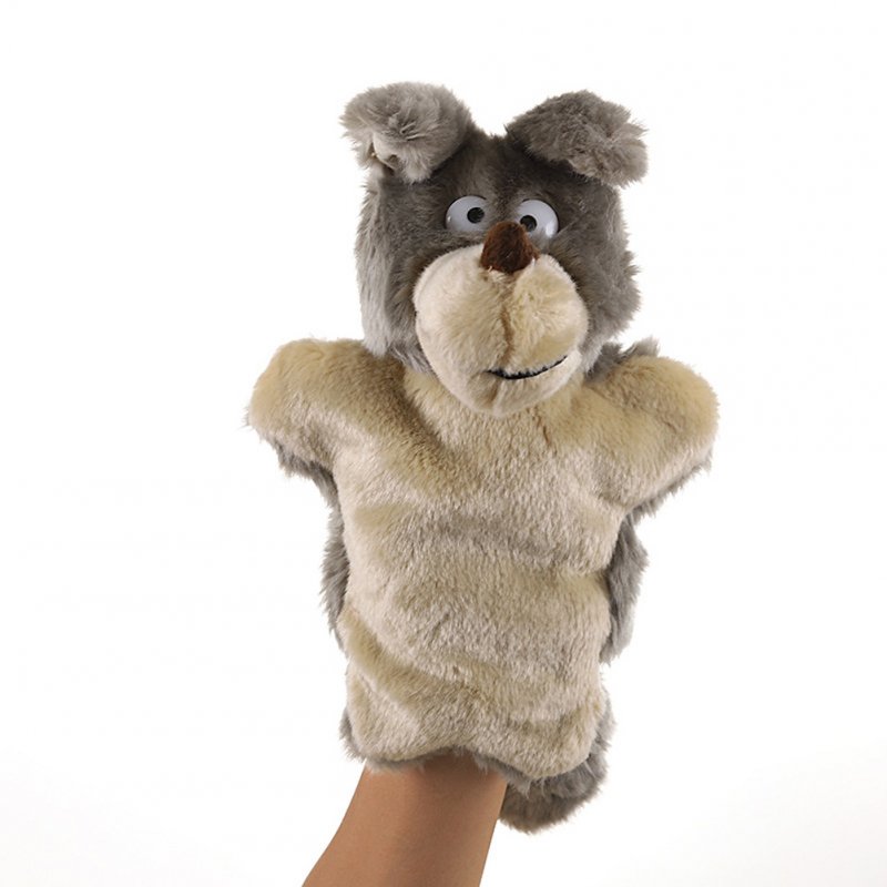 Plush Doll Interactive Animal Plush Hand Puppets for Storytelling Teaching Parent-child Gray wolf