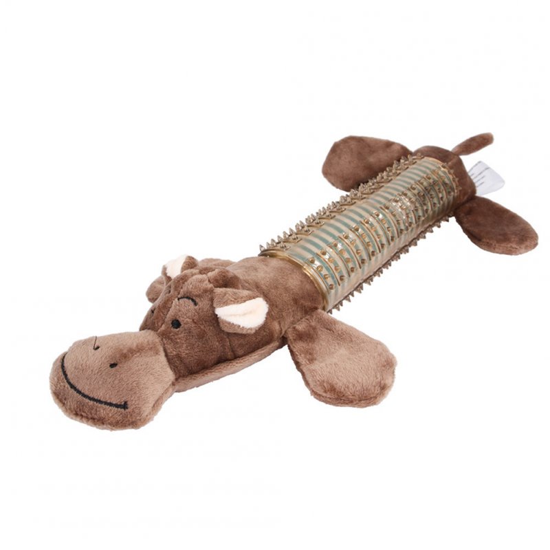 Plush Doll Toys  Squeaking  Animal Shape Cartoon  Teeth Cleaning  Mudium Dog Puppy  Chew Toy brown