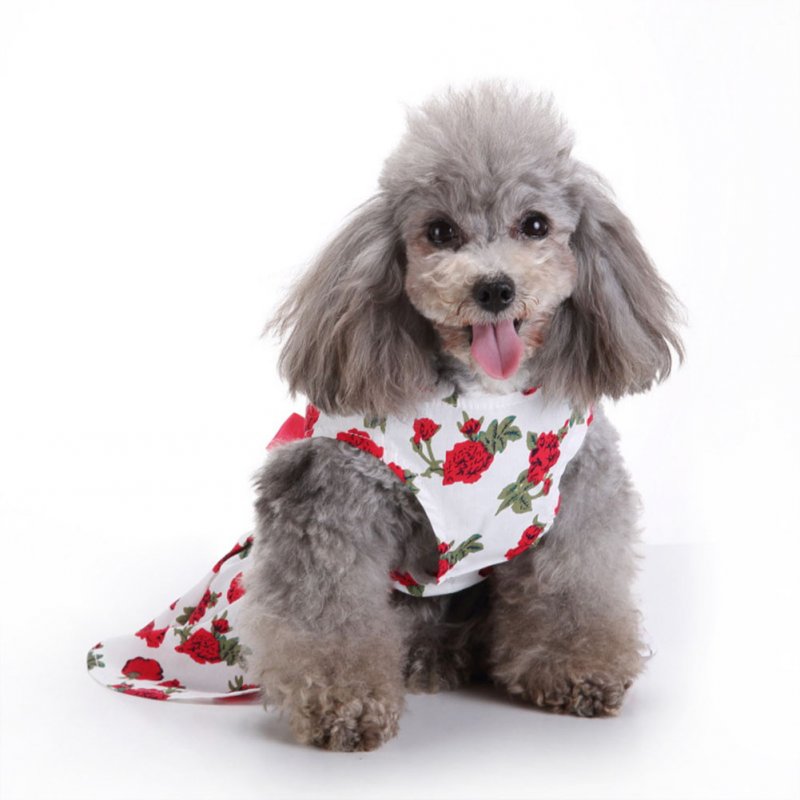 Polyester Pet  Clothes Summer Plaid    Skirt For Dog Pet Clothing Supplies white_L