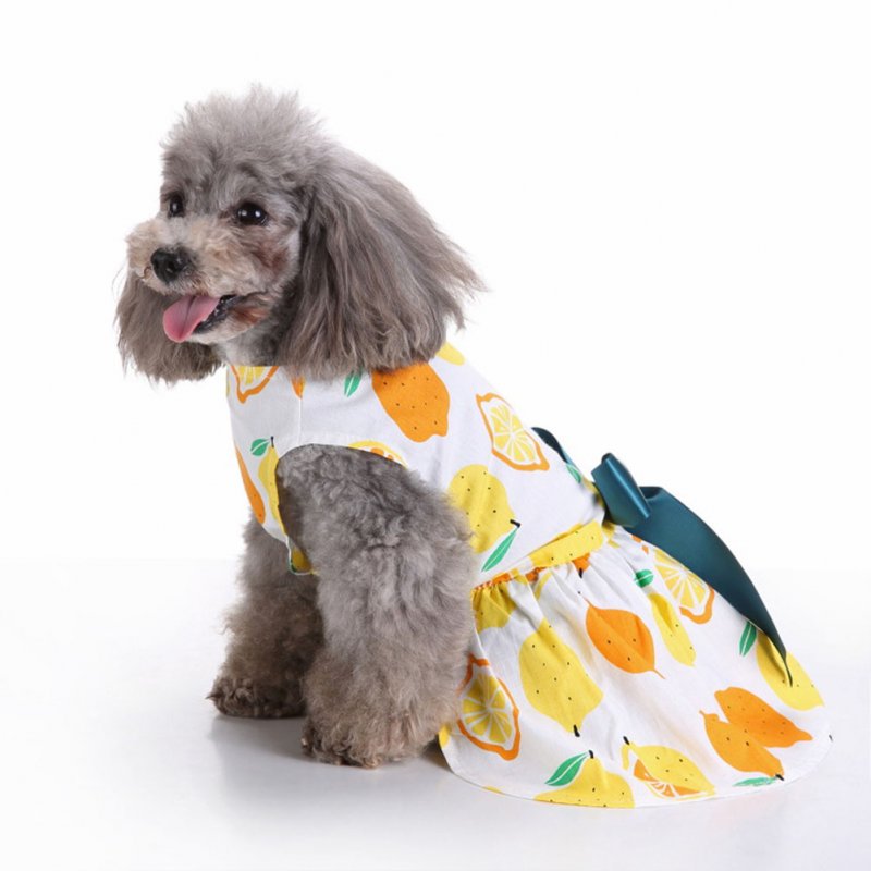 Polyester Pet  Clothes Summer Plaid    Skirt For Dog Pet Clothing Supplies yellow_L