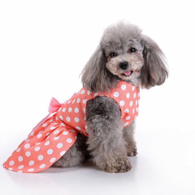 Polyester Pet  Clothes Summer Plaid    Skirt For Dog Pet Clothing Supplies Orange_M