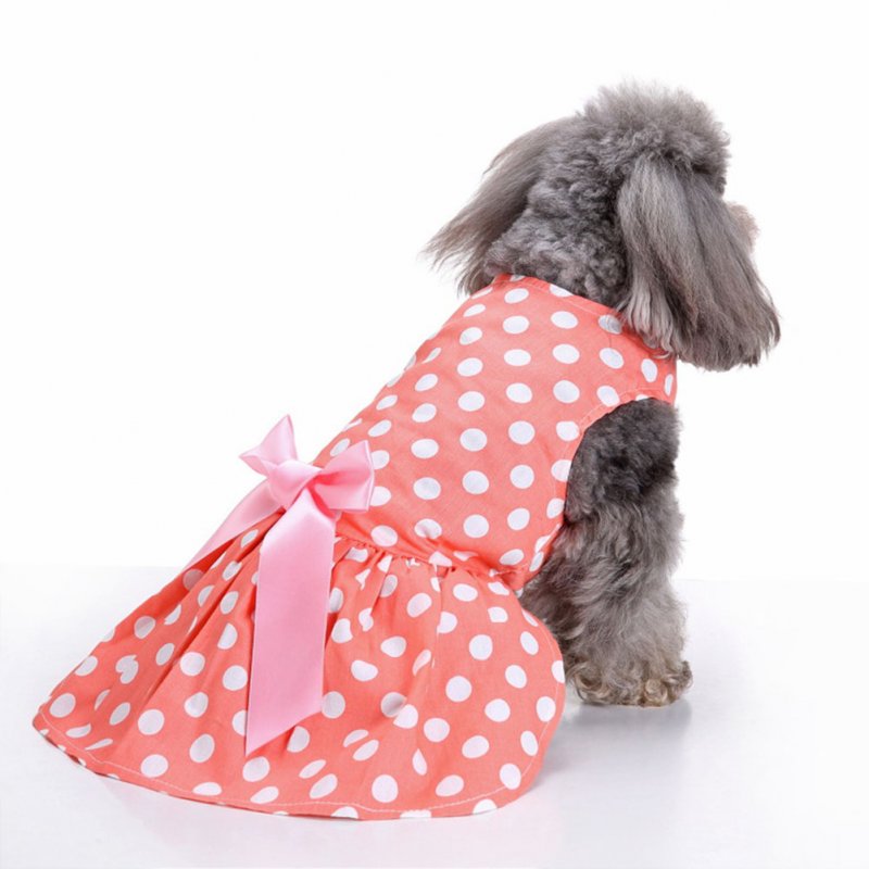 Polyester Pet  Clothes Summer Plaid    Skirt For Dog Pet Clothing Supplies Orange_L